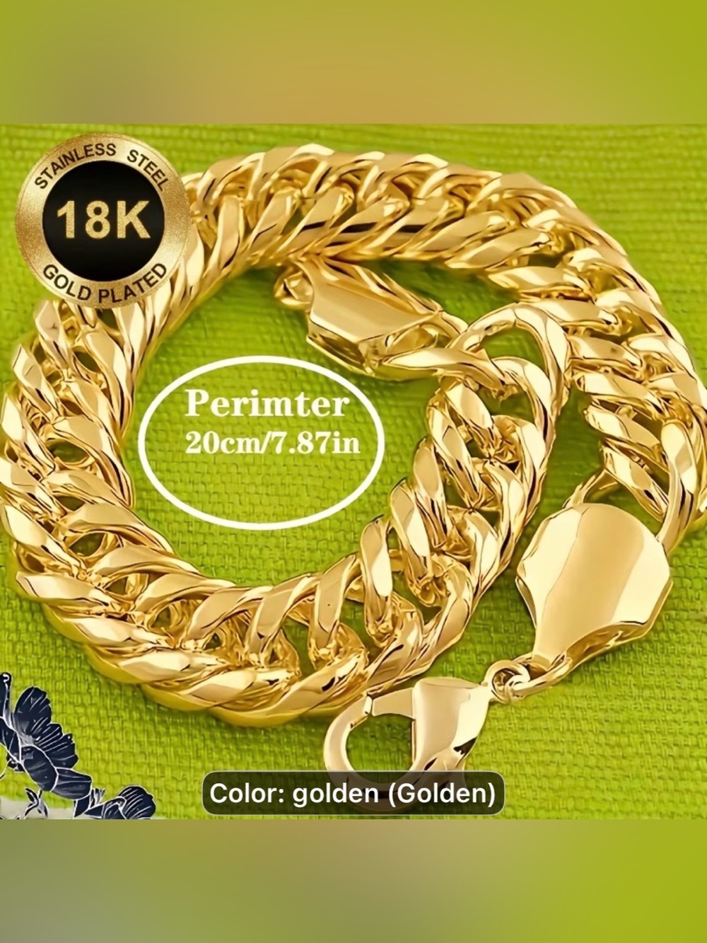 Vintage style Golden Men's Chain Bracelet - 8K Gold Plated